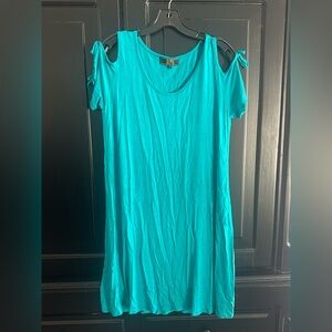 L&B Vibrant Teal Cold Shoulder dress